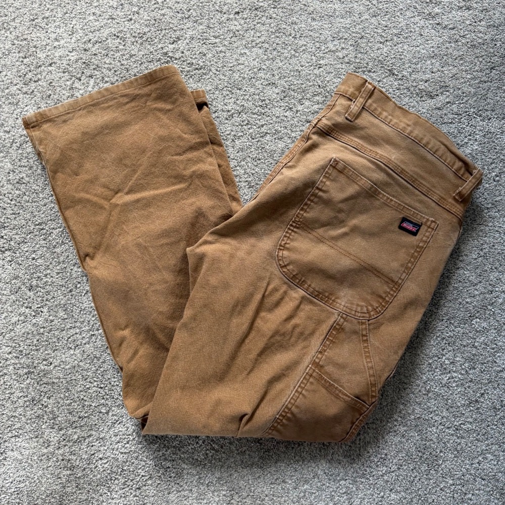 Dickies Mens Brown Duck Carpenter Pants 36x30 EU1939RBD Stretch Workwear Utility